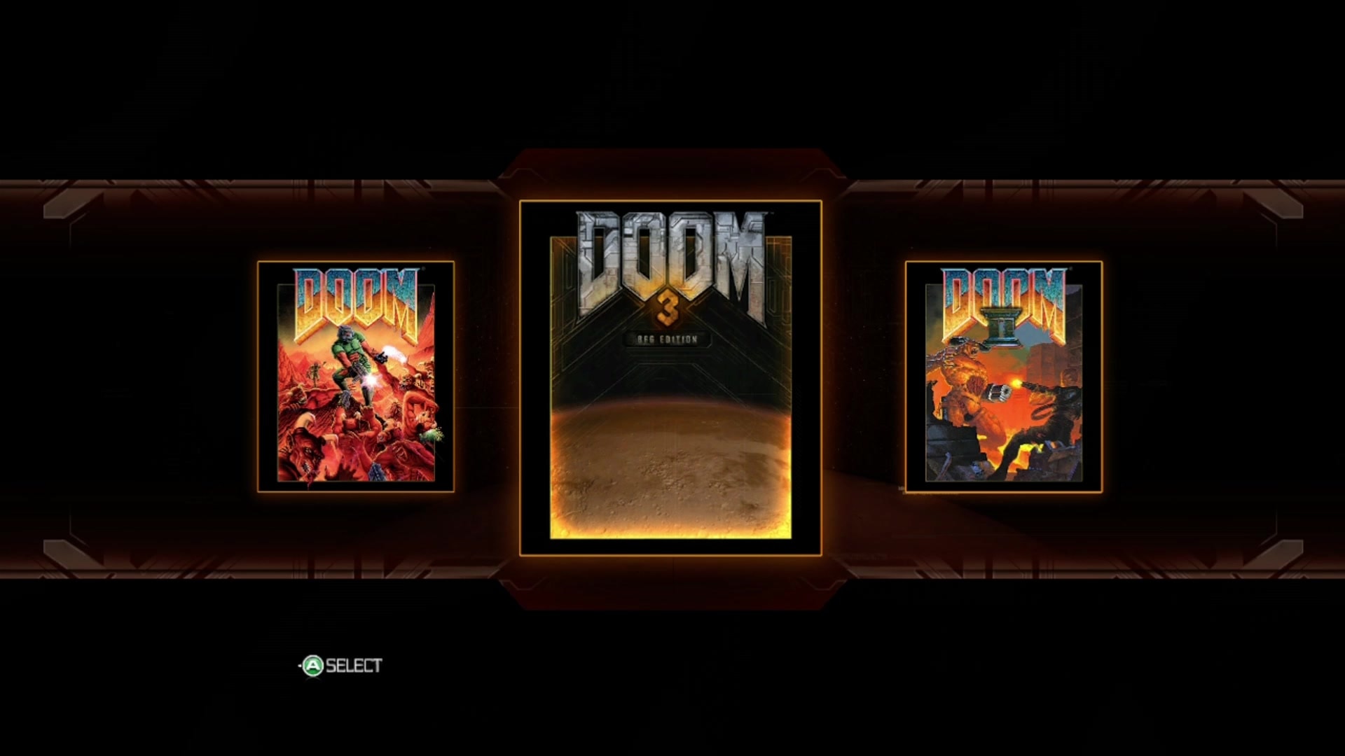 Doom 3 BFG Edition title screen for Xbox 360